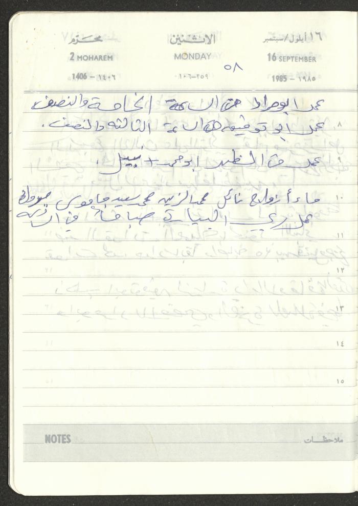 Mahmoud Khreisheh Diaries, Thinnaba- Tulkarm, 1985