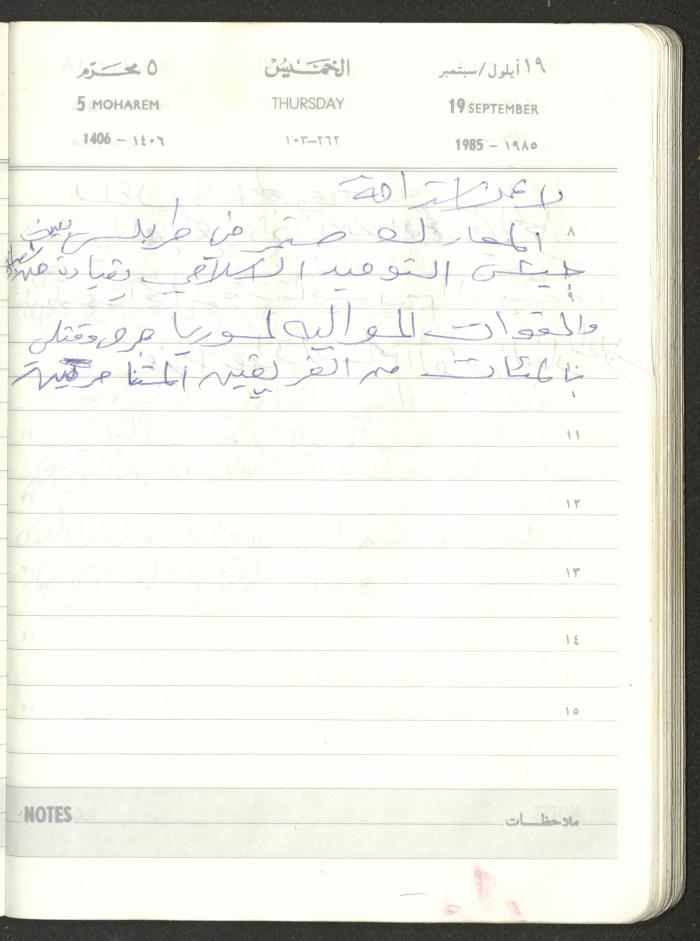 Mahmoud Khreisheh Diaries, Thinnaba- Tulkarm, 1985
