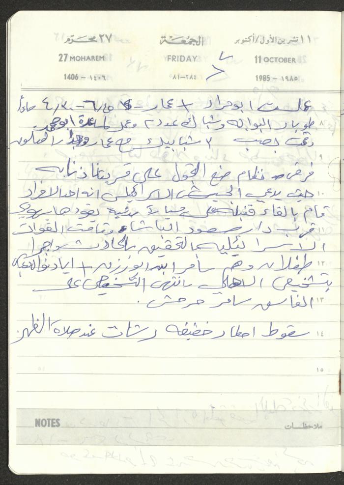 Mahmoud Khreisheh Diaries, Thinnaba- Tulkarm, 1985
