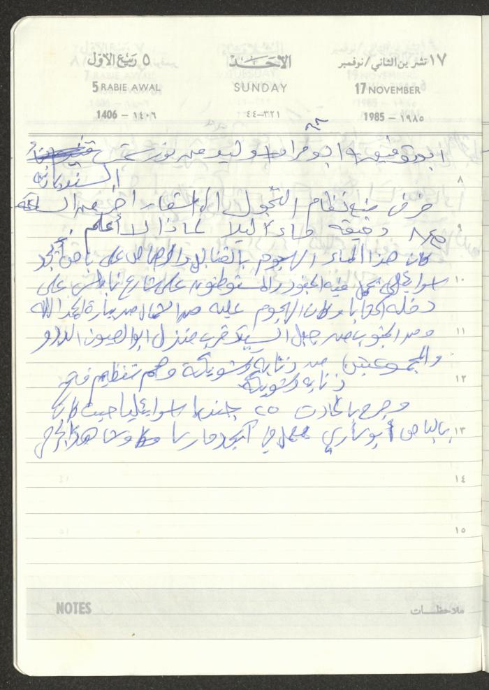 Mahmoud Khreisheh Diaries, Thinnaba- Tulkarm, 1985