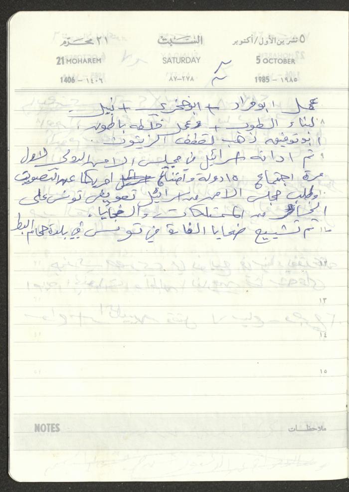 Mahmoud Khreisheh Diaries, Thinnaba- Tulkarm, 1985