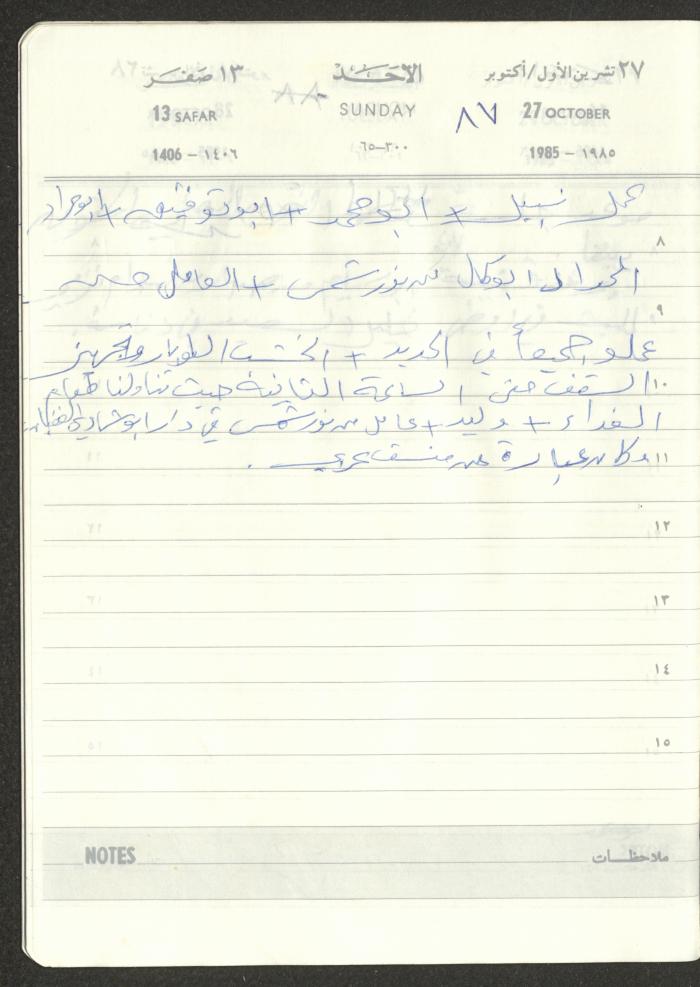 Mahmoud Khreisheh Diaries, Thinnaba- Tulkarm, 1985