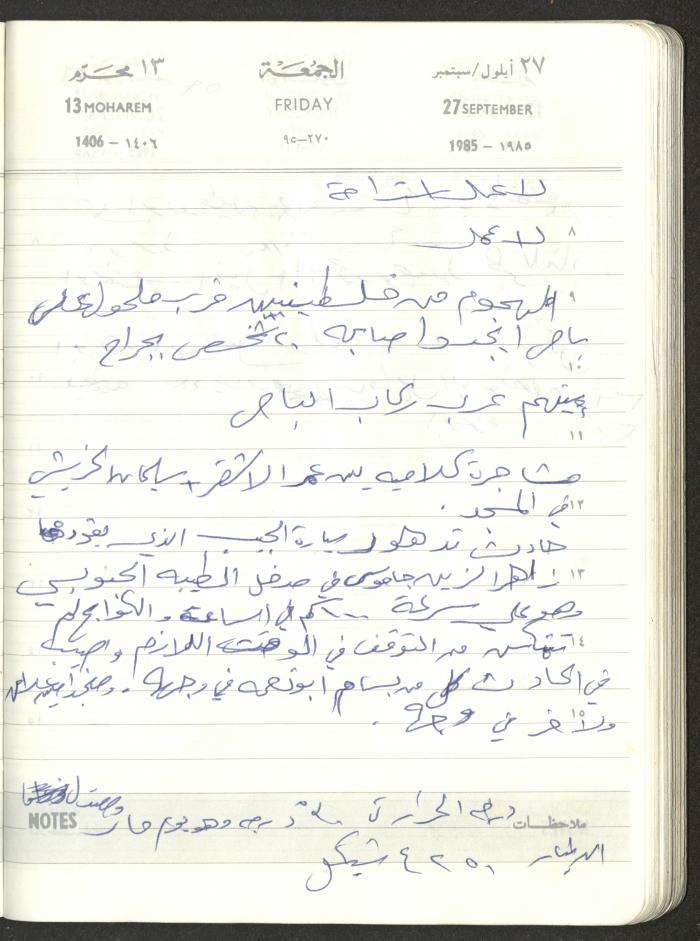Mahmoud Khreisheh Diaries, Thinnaba- Tulkarm, 1985
