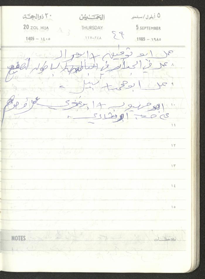 Mahmoud Khreisheh Diaries, Thinnaba- Tulkarm, 1985