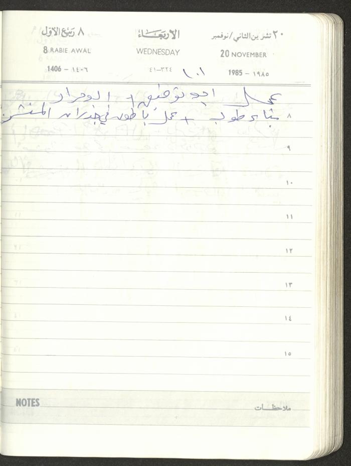 Mahmoud Khreisheh Diaries, Thinnaba- Tulkarm, 1985