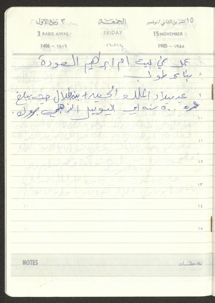 Mahmoud Khreisheh Diaries, Thinnaba- Tulkarm, 1985