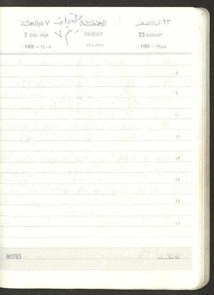 Mahmoud Khreisheh Diaries, Thinnaba- Tulkarm, 1985