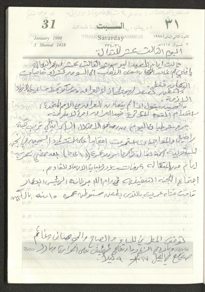 يوميات محمود خريشة، ذنابة- طولكرم، 1998