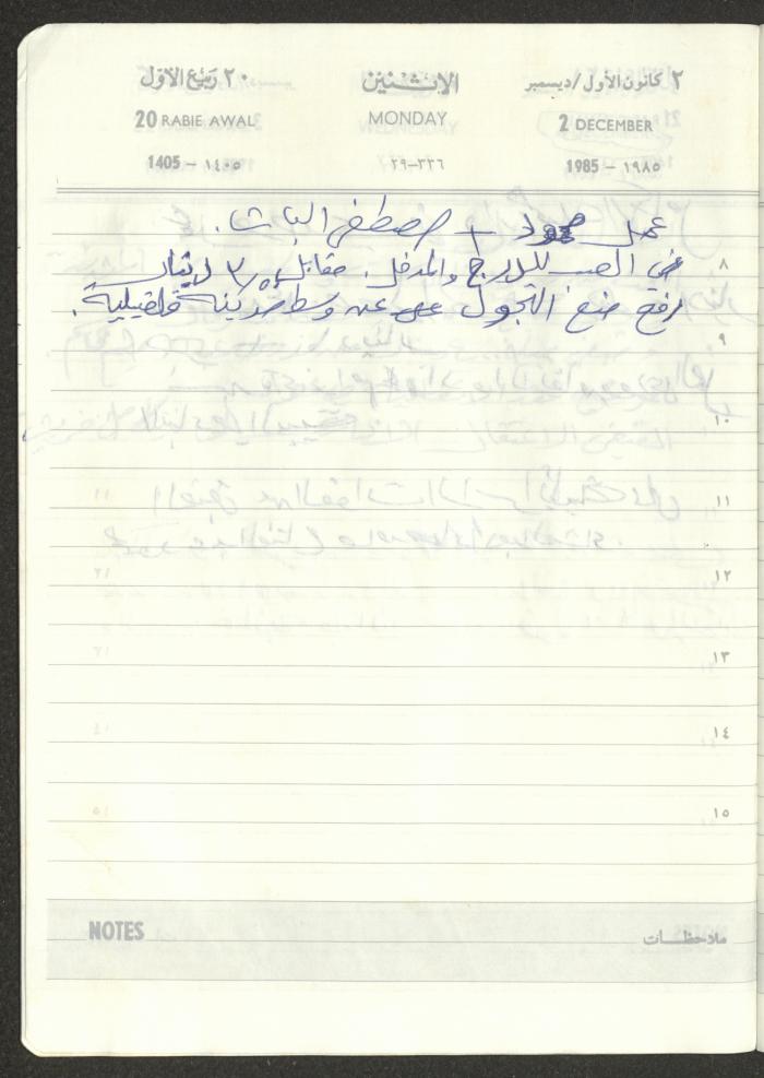 Mahmoud Khreisheh Diaries, Thinnaba- Tulkarm, 1985
