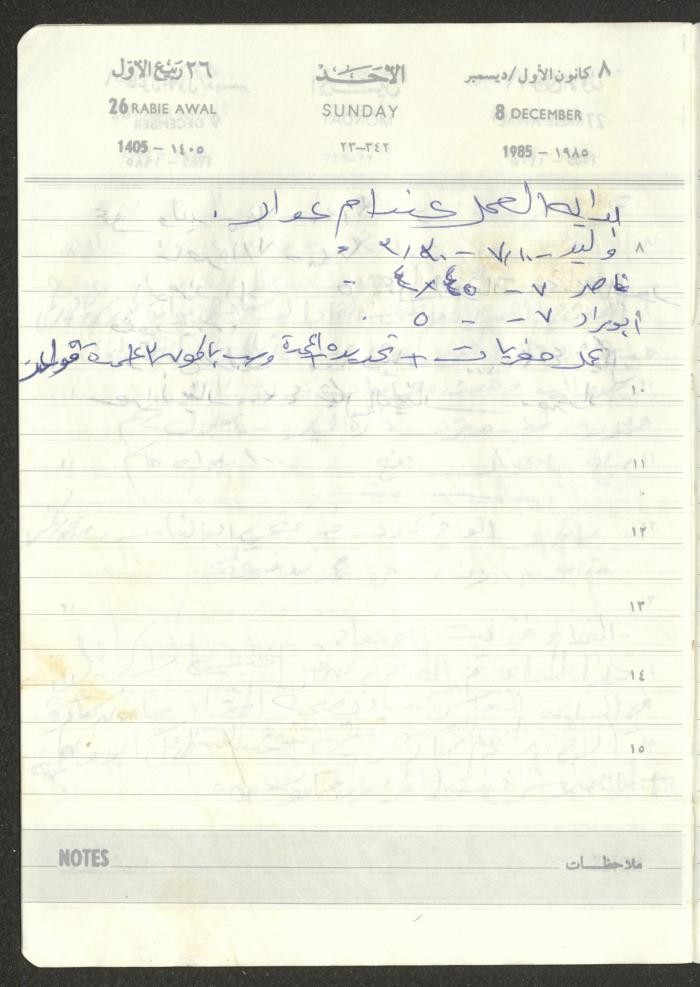 Mahmoud Khreisheh Diaries, Thinnaba- Tulkarm, 1985
