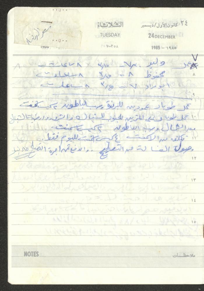 Mahmoud Khreisheh Diaries, Thinnaba- Tulkarm, 1985