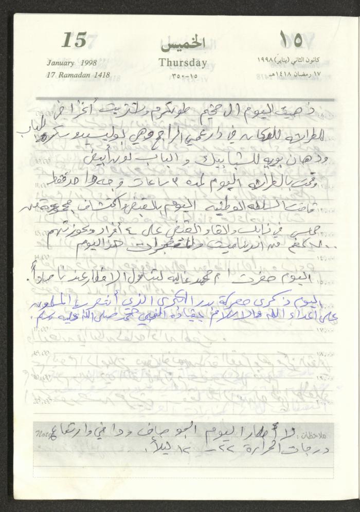 يوميات محمود خريشة، ذنابة- طولكرم، 1998