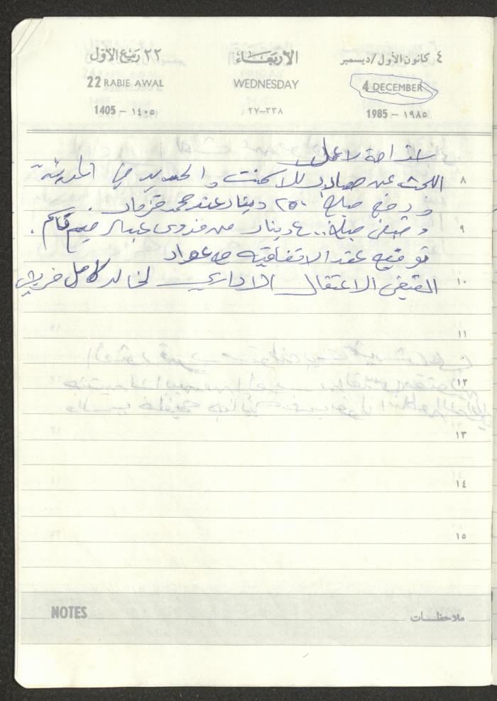 Mahmoud Khreisheh Diaries, Thinnaba- Tulkarm, 1985