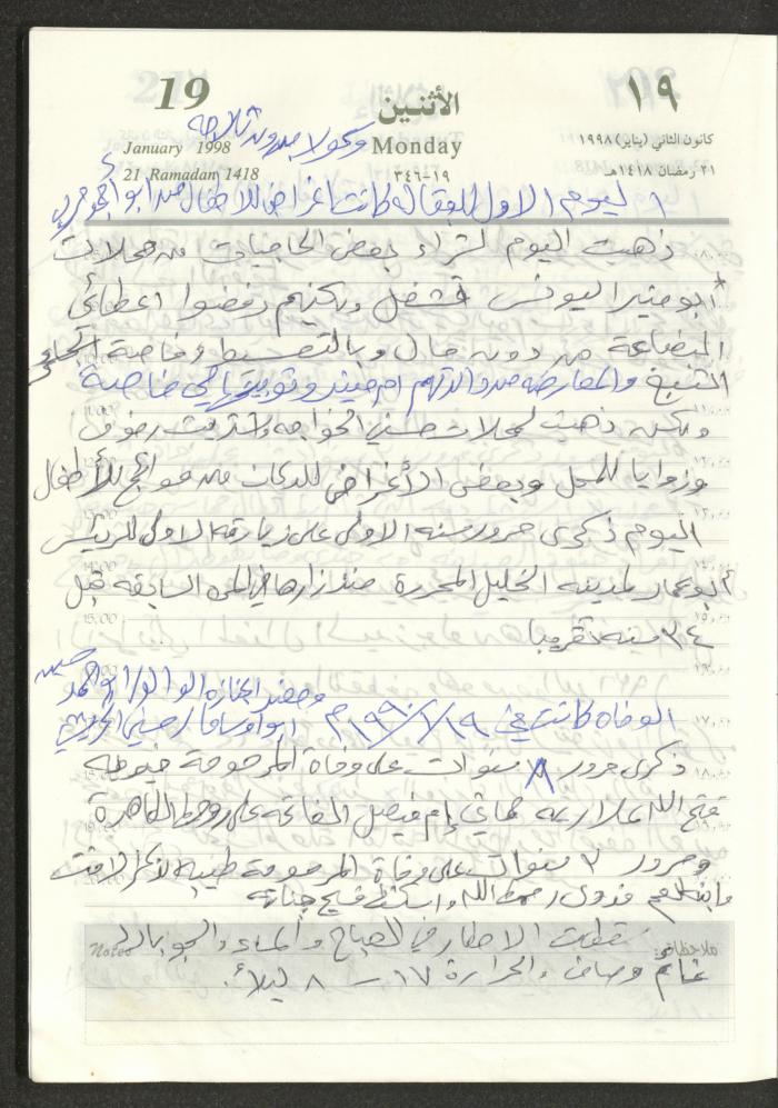 يوميات محمود خريشة، ذنابة- طولكرم، 1998
