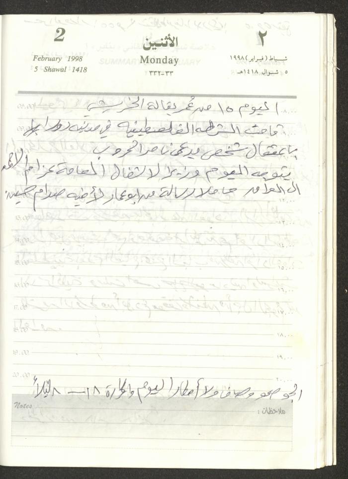 يوميات محمود خريشة، ذنابة- طولكرم، 1998