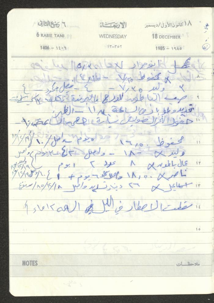 Mahmoud Khreisheh Diaries, Thinnaba- Tulkarm, 1985