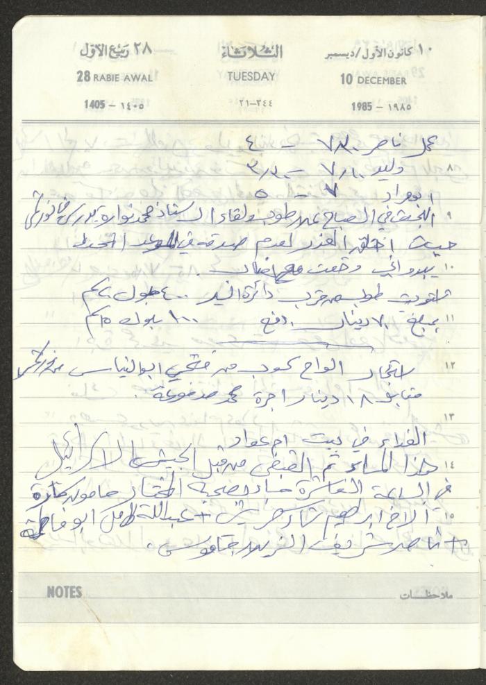 Mahmoud Khreisheh Diaries, Thinnaba- Tulkarm, 1985