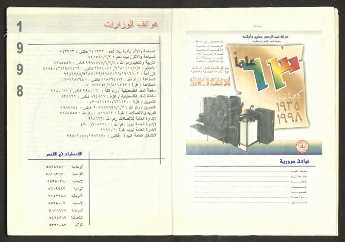 يوميات محمود خريشة، ذنابة- طولكرم، 1998