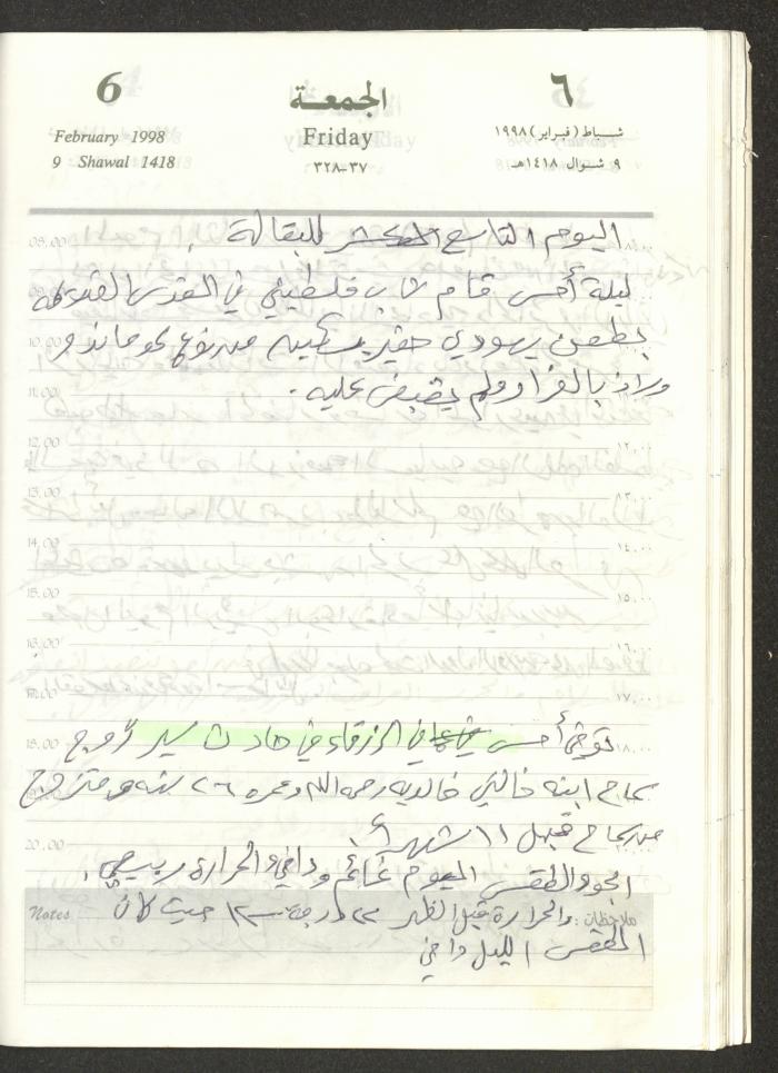 يوميات محمود خريشة، ذنابة- طولكرم، 1998