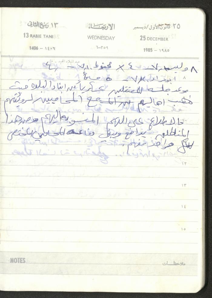 Mahmoud Khreisheh Diaries, Thinnaba- Tulkarm, 1985