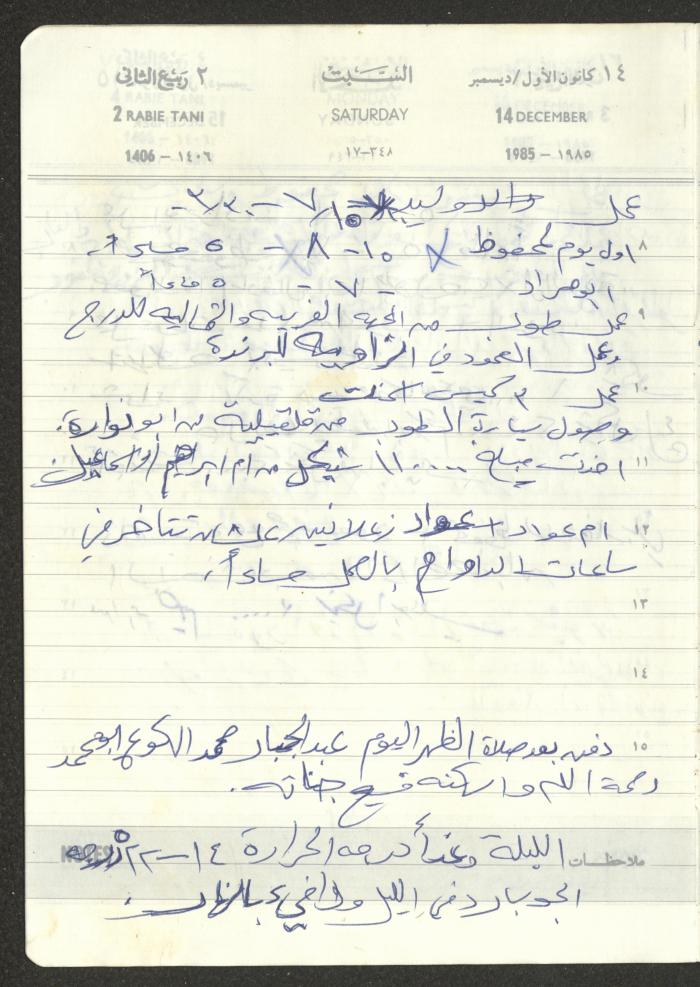 Mahmoud Khreisheh Diaries, Thinnaba- Tulkarm, 1985