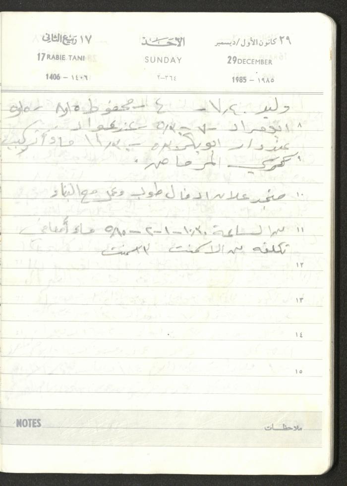 Mahmoud Khreisheh Diaries, Thinnaba- Tulkarm, 1985