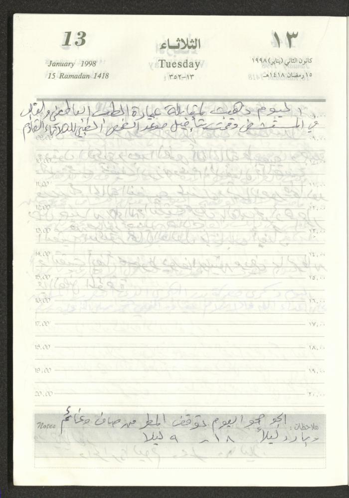 يوميات محمود خريشة، ذنابة- طولكرم، 1998