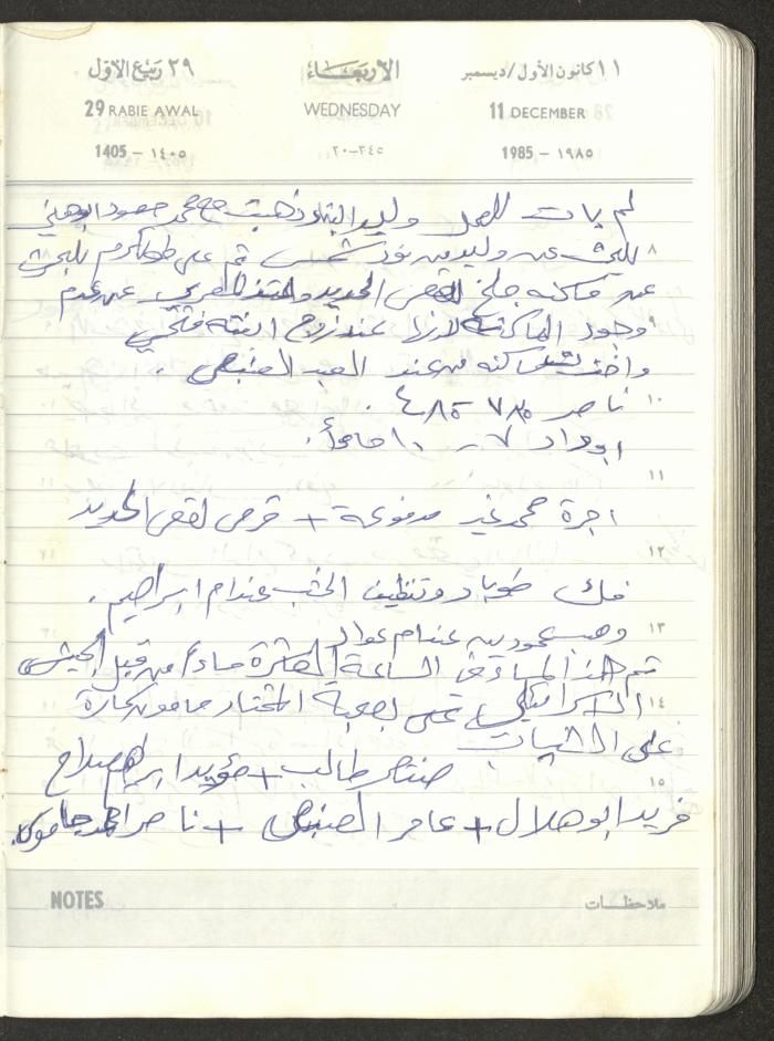 Mahmoud Khreisheh Diaries, Thinnaba- Tulkarm, 1985