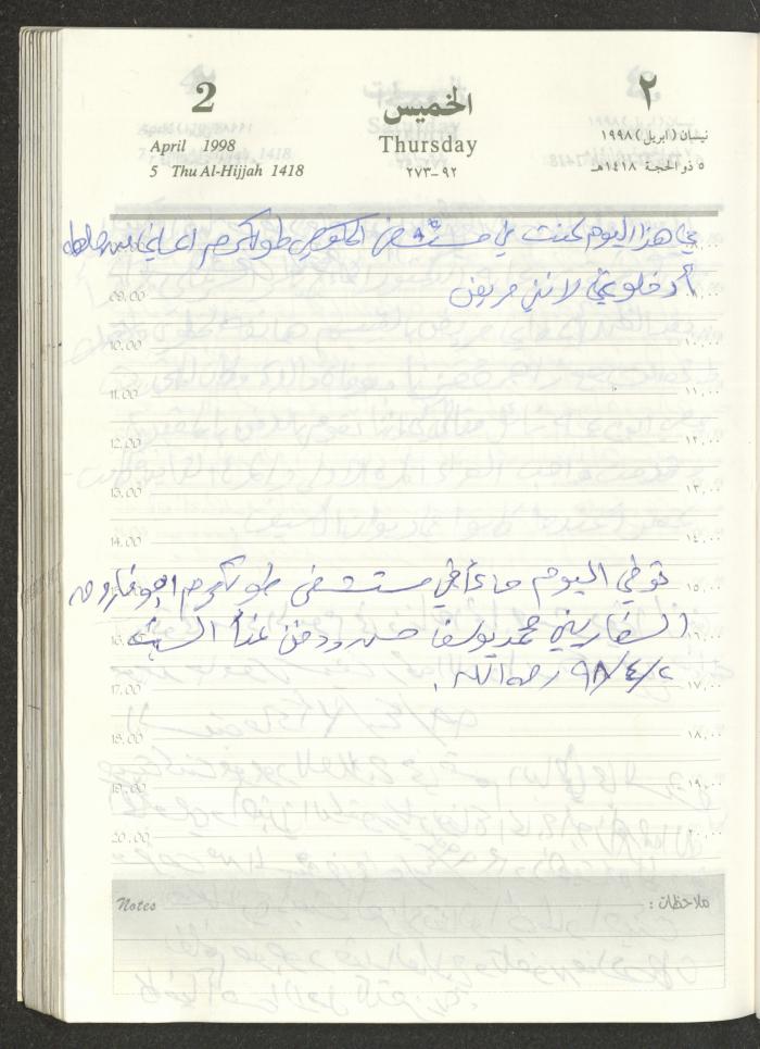 يوميات محمود خريشة، ذنابة- طولكرم، 1998