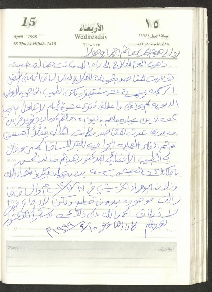 يوميات محمود خريشة، ذنابة- طولكرم، 1998