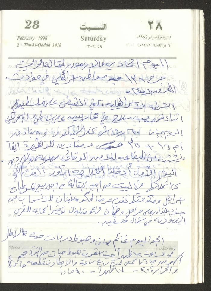 يوميات محمود خريشة، ذنابة- طولكرم، 1998