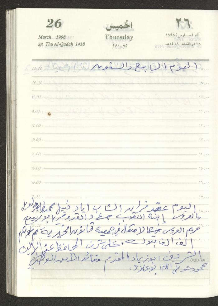 يوميات محمود خريشة، ذنابة- طولكرم، 1998