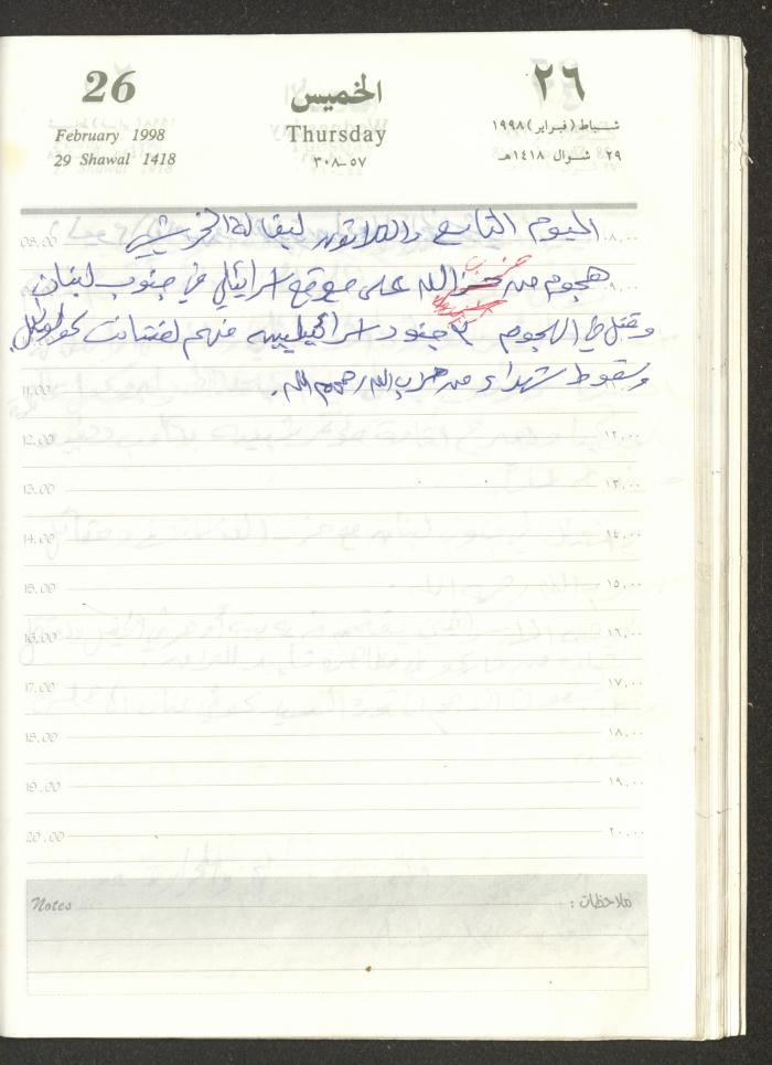 يوميات محمود خريشة، ذنابة- طولكرم، 1998