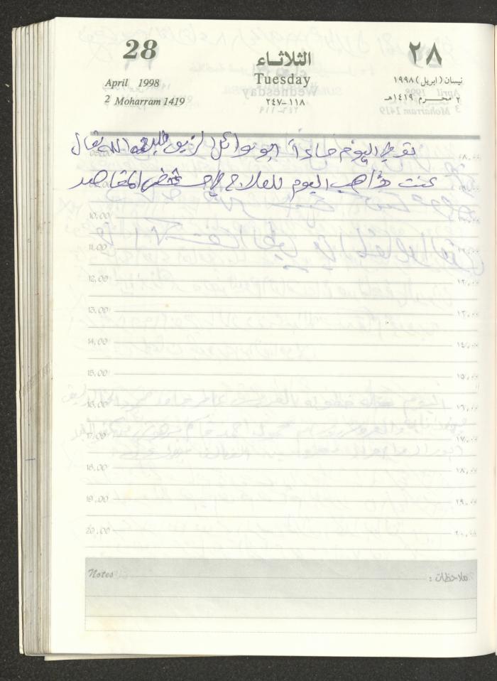 يوميات محمود خريشة، ذنابة- طولكرم، 1998