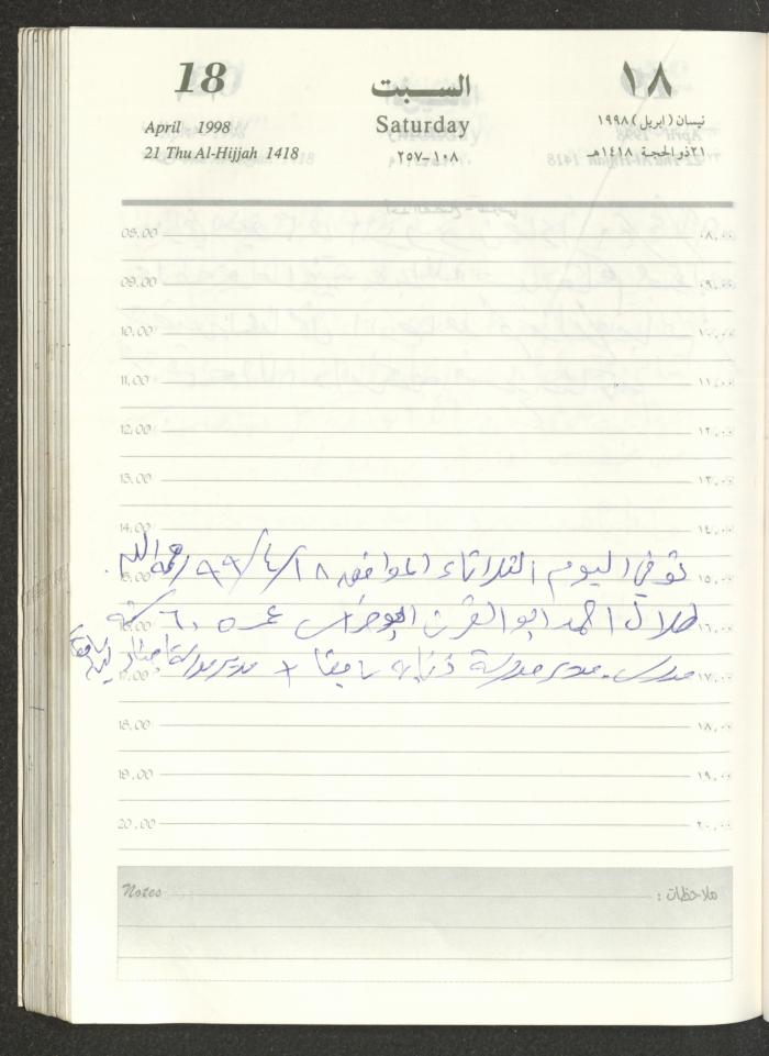 يوميات محمود خريشة، ذنابة- طولكرم، 1998