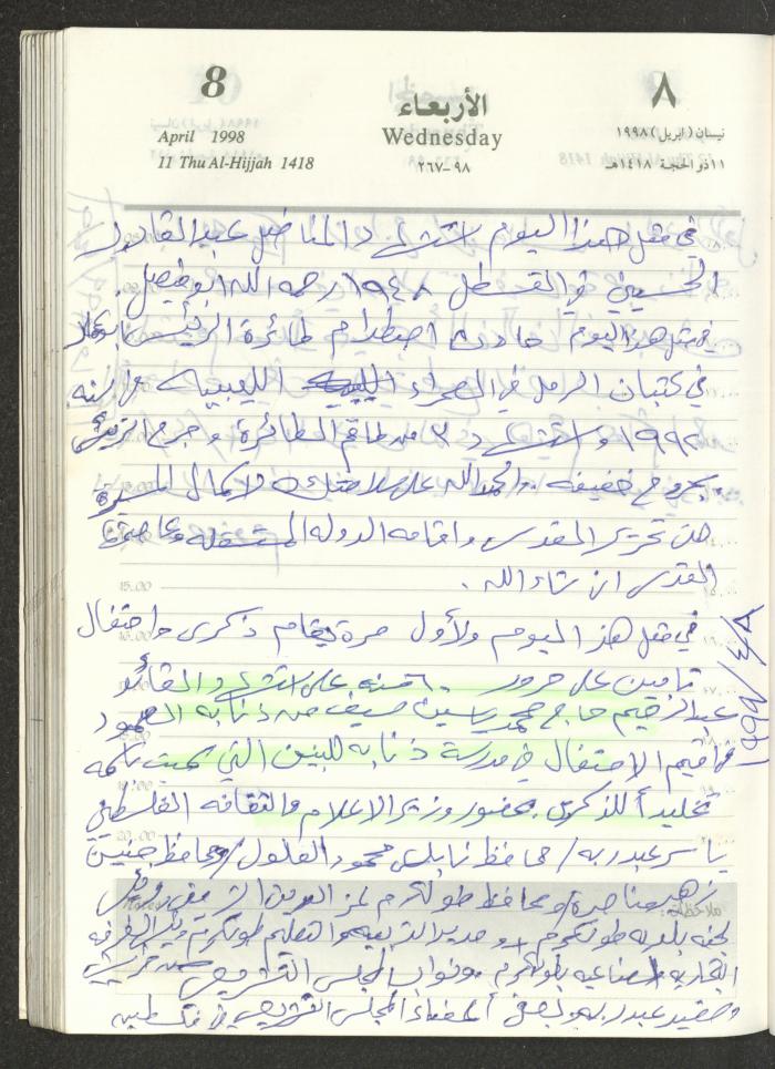 يوميات محمود خريشة، ذنابة- طولكرم، 1998