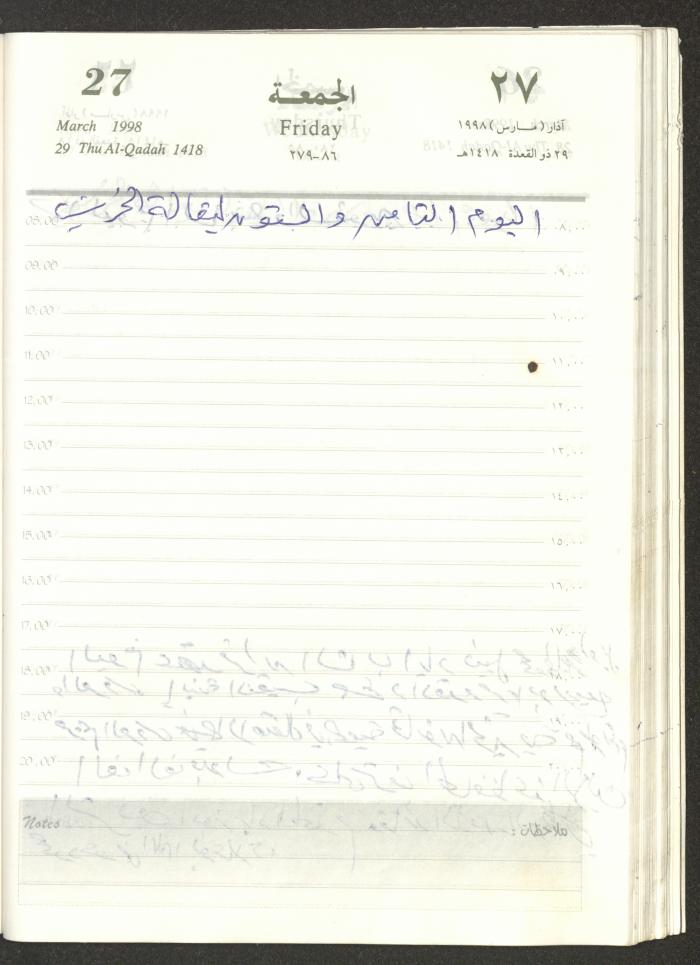 يوميات محمود خريشة، ذنابة- طولكرم، 1998