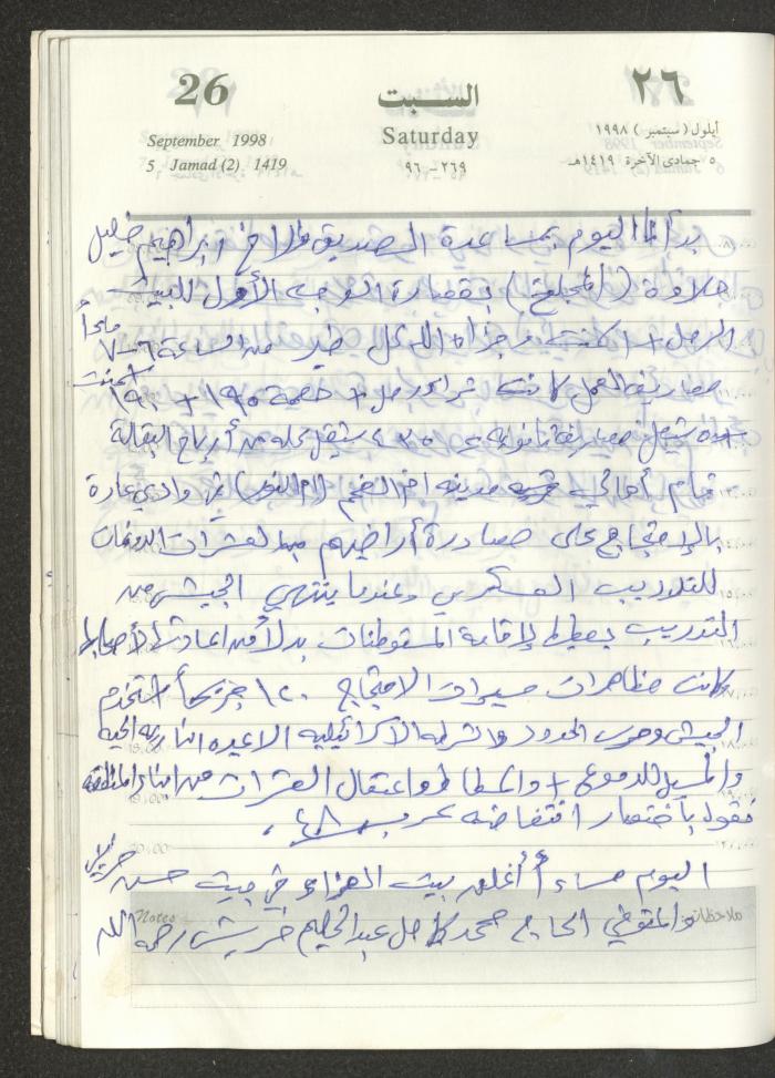 يوميات محمود خريشة، ذنابة- طولكرم، 1998