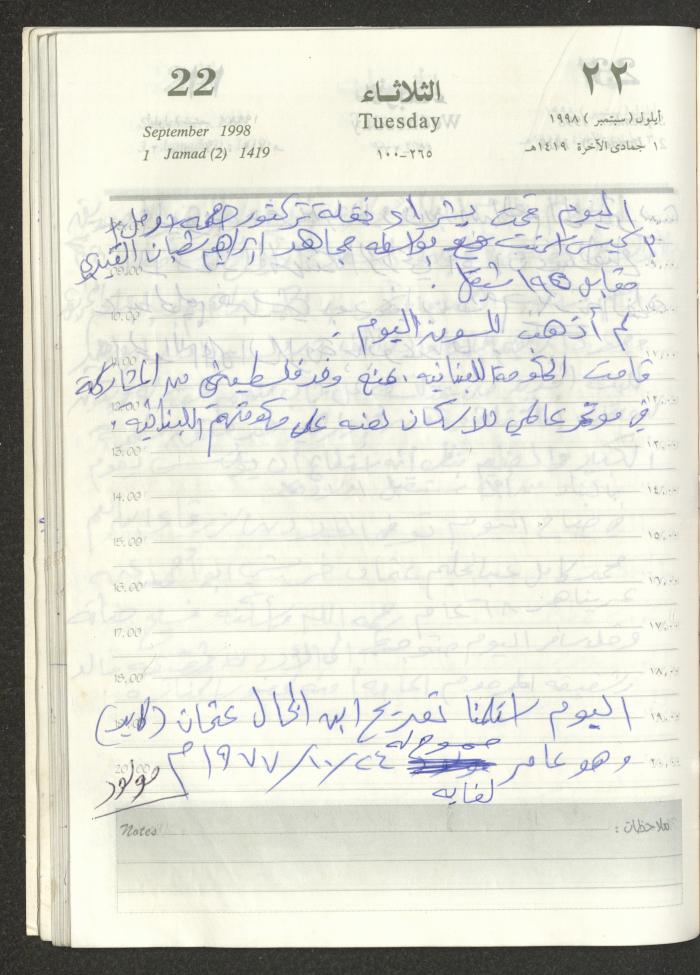 يوميات محمود خريشة، ذنابة- طولكرم، 1998