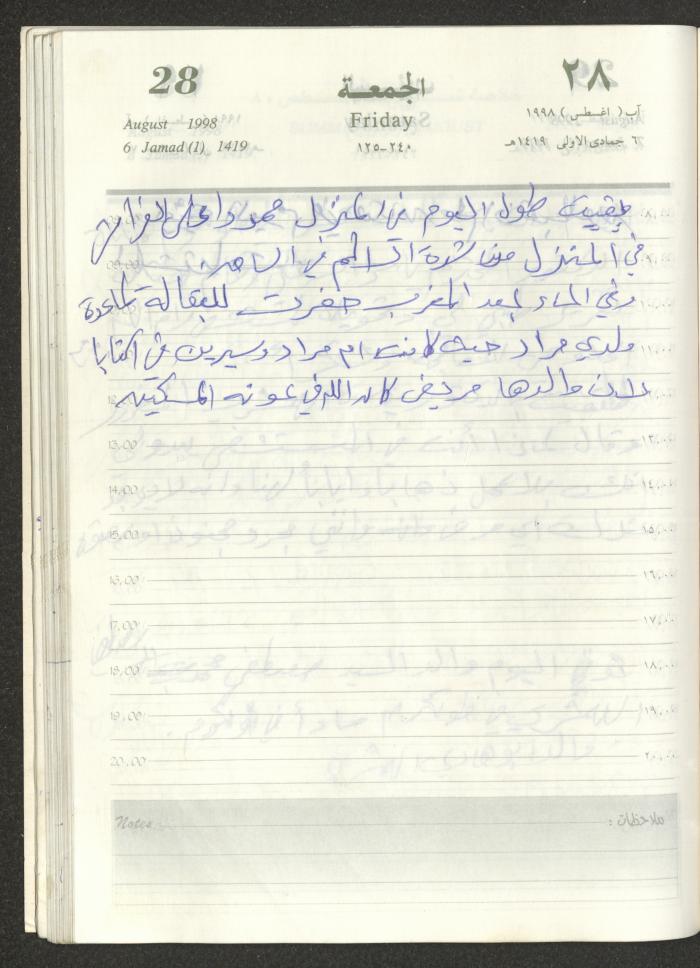يوميات محمود خريشة، ذنابة- طولكرم، 1998