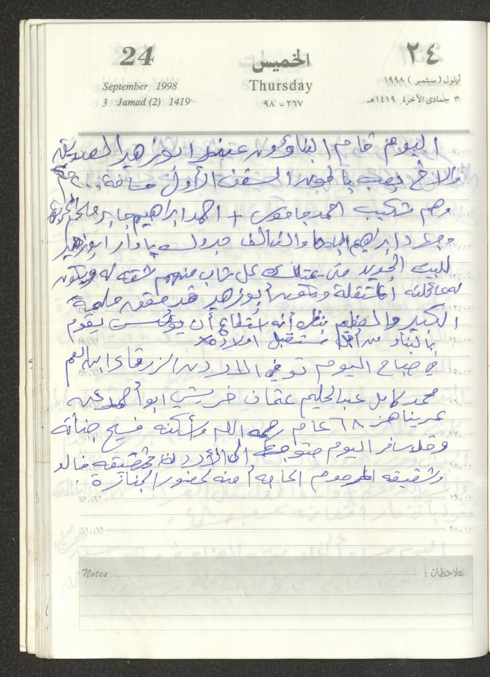 يوميات محمود خريشة، ذنابة- طولكرم، 1998