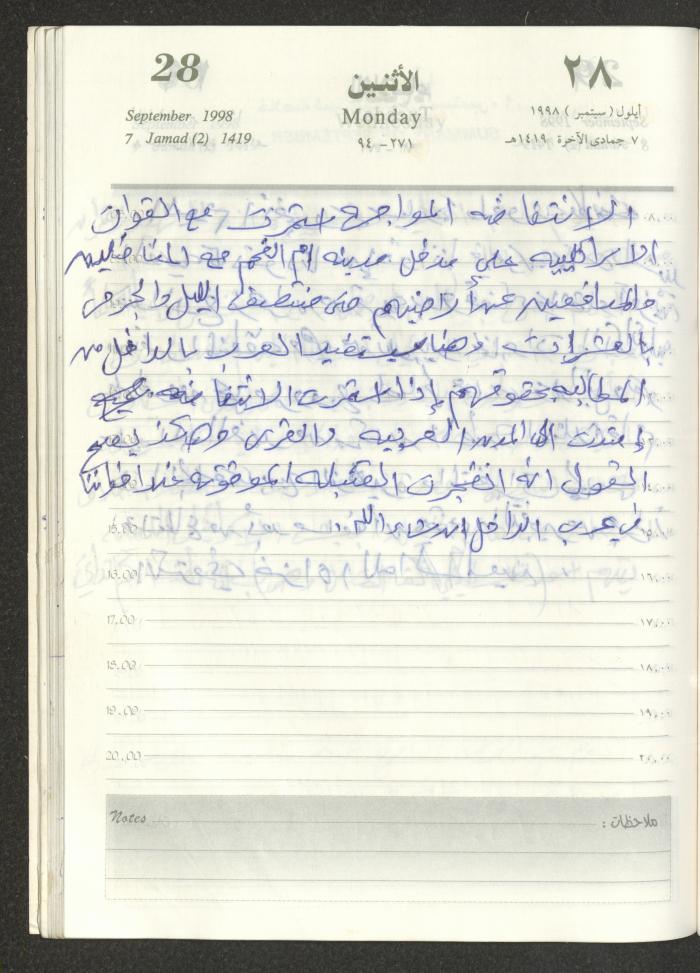 يوميات محمود خريشة، ذنابة- طولكرم، 1998