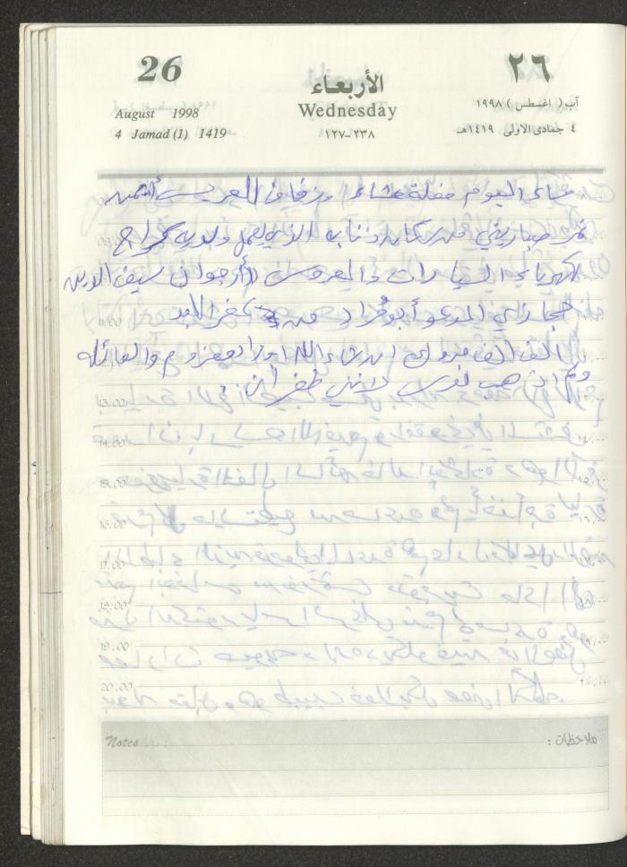 يوميات محمود خريشة، ذنابة- طولكرم، 1998