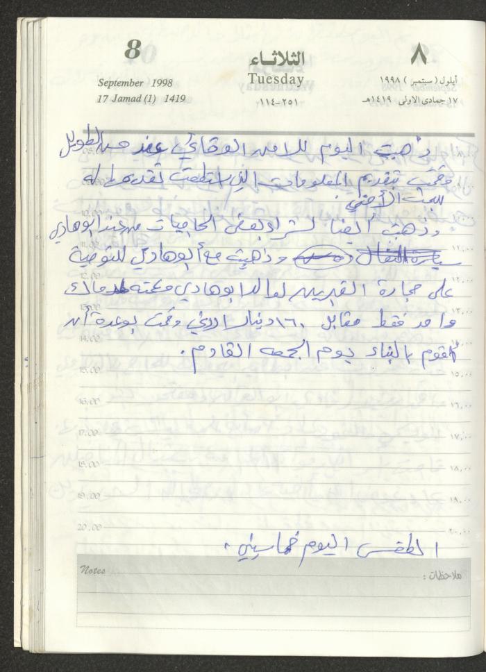 يوميات محمود خريشة، ذنابة- طولكرم، 1998