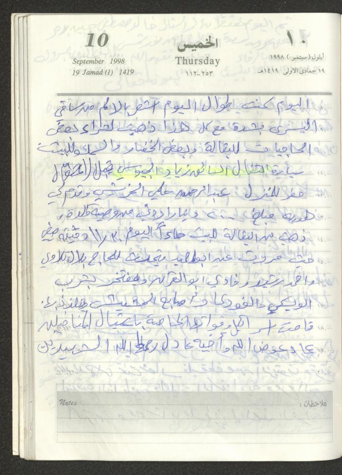 يوميات محمود خريشة، ذنابة- طولكرم، 1998