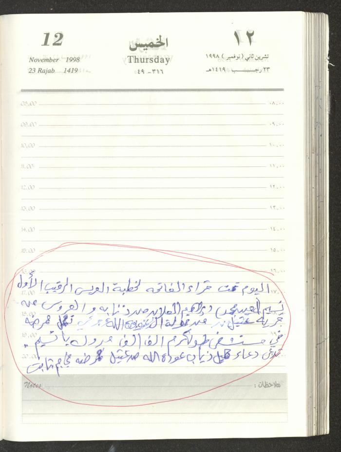 يوميات محمود خريشة، ذنابة- طولكرم، 1998