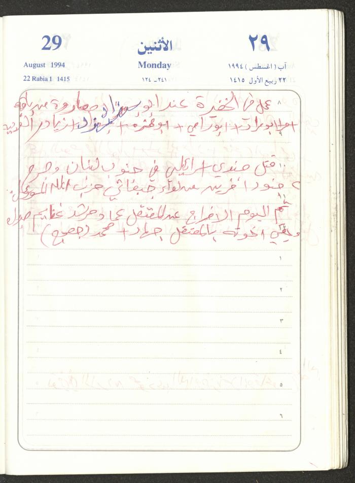 يوميات محمود خريشة، ذنابة- طولكرم، 1994