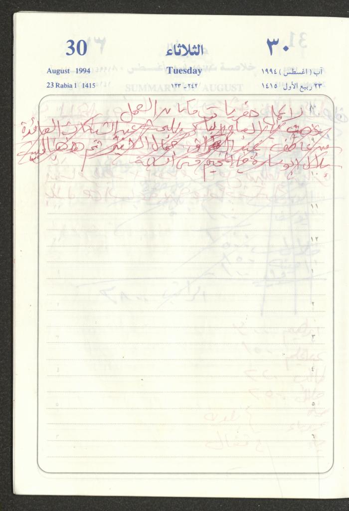يوميات محمود خريشة، ذنابة- طولكرم، 1994