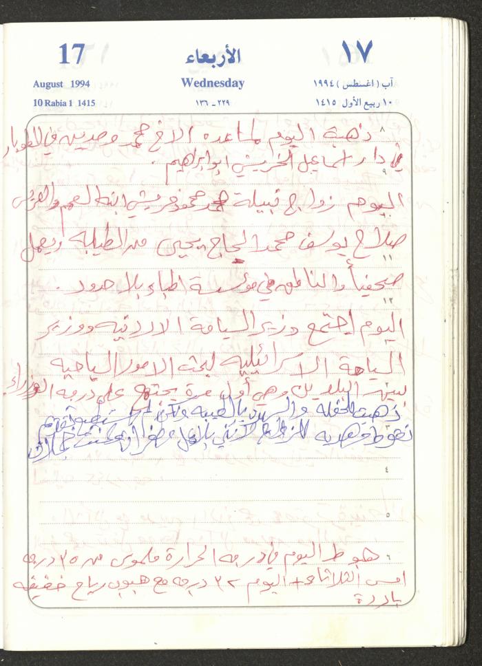 يوميات محمود خريشة، ذنابة- طولكرم، 1994