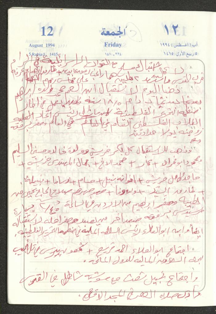 يوميات محمود خريشة، ذنابة- طولكرم، 1994